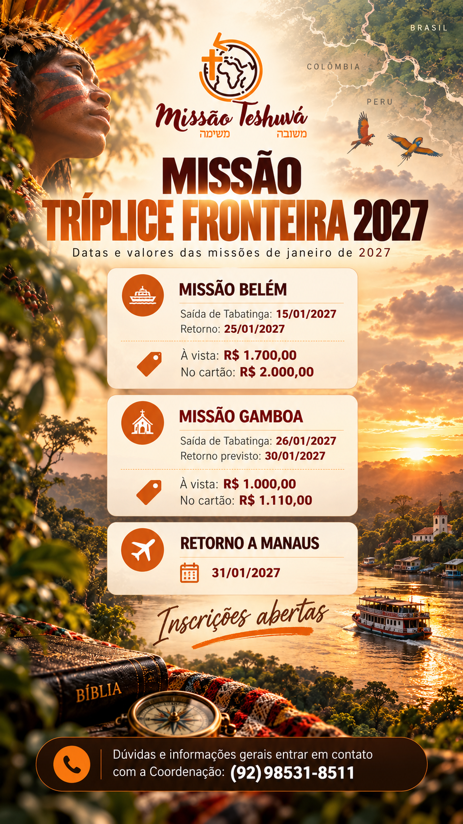 Missão Tríplice Fronteira 2027 — datas e valores